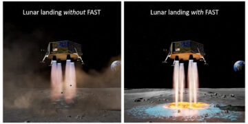 Nave pode construir plataforma de pouso enquanto desce na lua